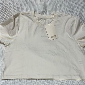 Cream Cropped Women's Tee